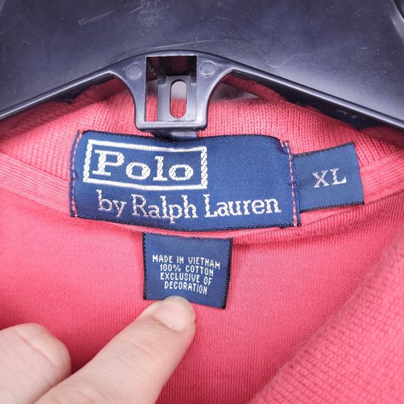 Ralph Lauren Polo Shirt Mens XL Red Navy Pony Preppy Vintage Cotton Casual - Picture 10 of 10